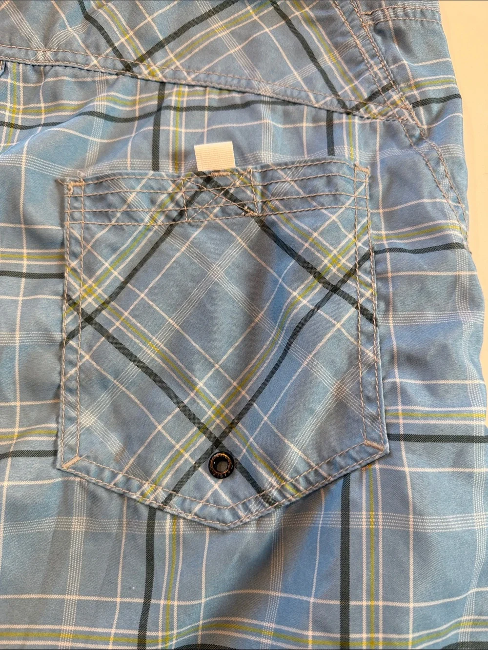 American Eagle Outfitters Light Blue Plaid Swim Board Shorts